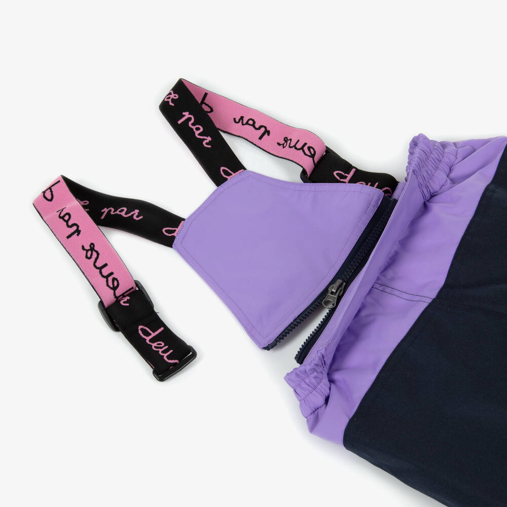 Deux par Deux-Girls Lilac Purple & Navy Blue Unicorn Print Snowsuit | Childrensalon