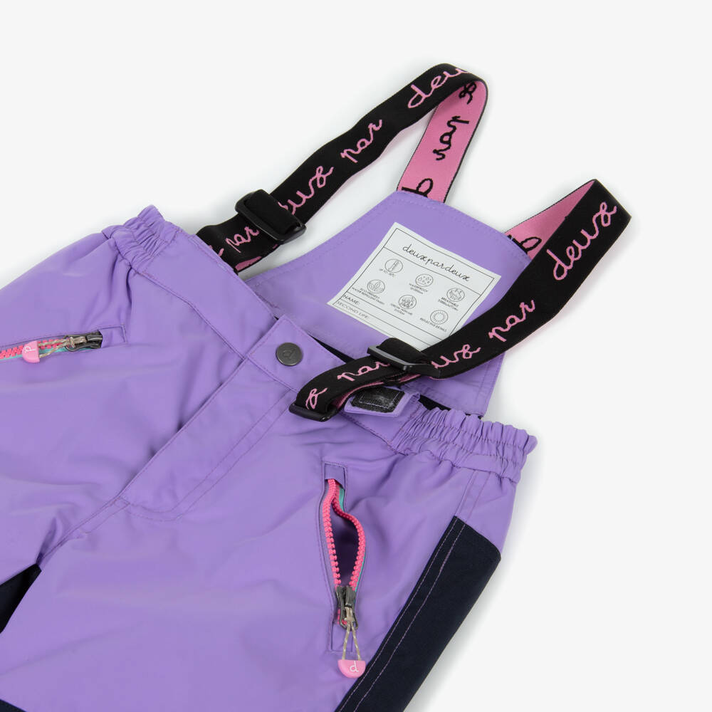 Deux par Deux-Girls Lilac Purple & Navy Blue Unicorn Print Snowsuit | Childrensalon