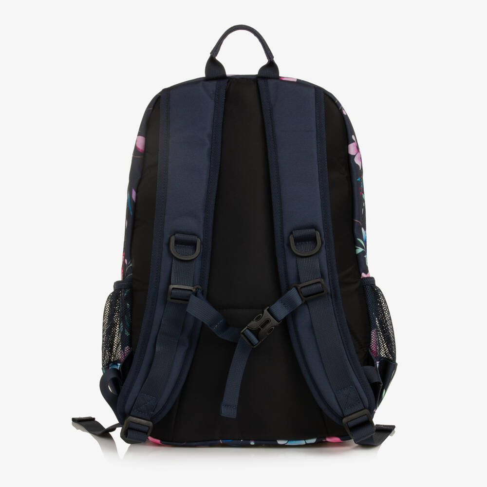 Deux par Deux-Girls Navy Blue Flower Print Backpack (46cm) | Childrensalon