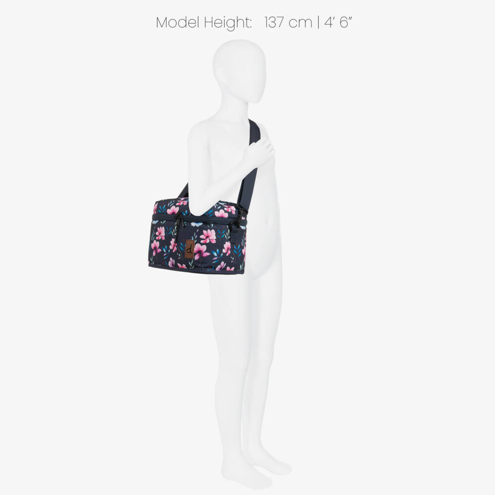 Deux par Deux-Girls Navy Blue Flower Print Lunch Bag (25cm) | Childrensalon