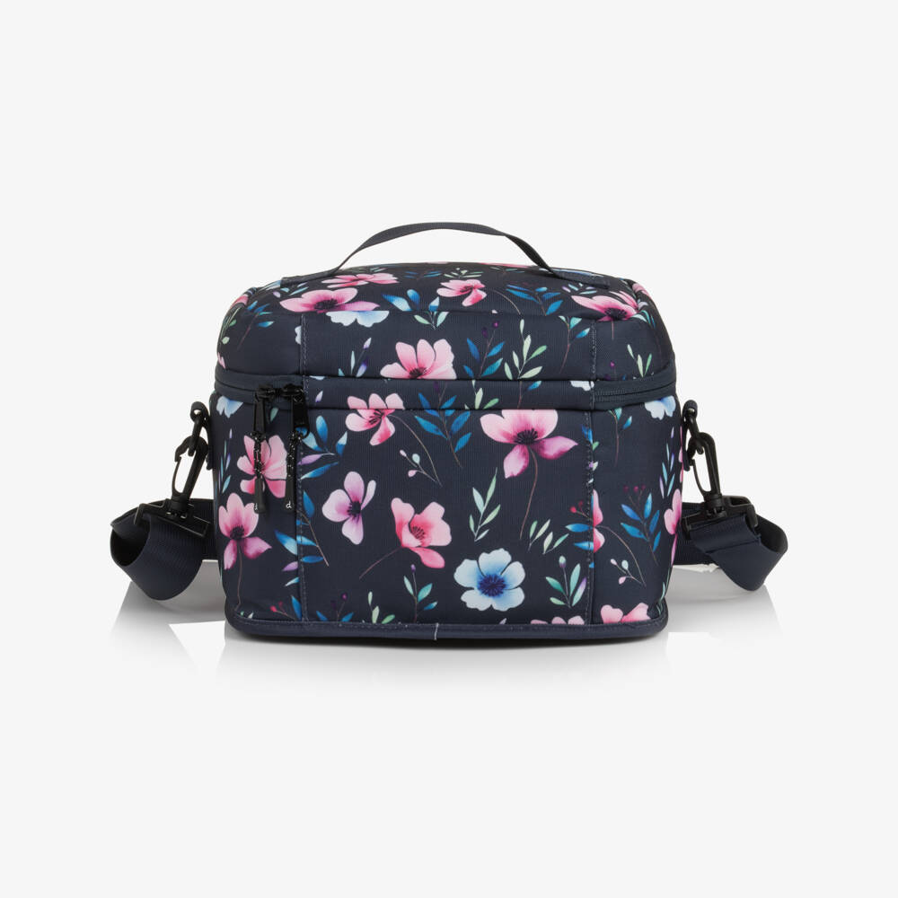 Deux par Deux-Girls Navy Blue Flower Print Lunch Bag (25cm) | Childrensalon