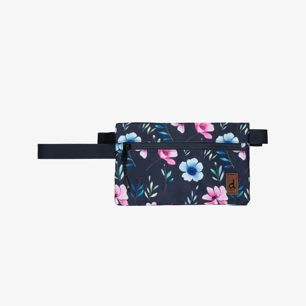 Deux par Deux-Girls Navy Blue Flower Print Pencil Case (23cm) | Childrensalon
