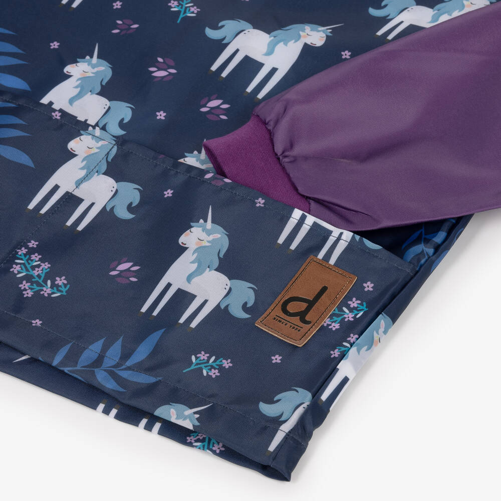 Deux par Deux-Girls Navy Blue & Purple Unicorn Print Craft Apron | Childrensalon