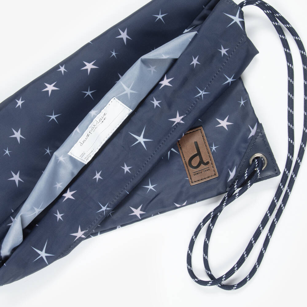 Deux par Deux-Girls Navy Blue Star Print Drawstring Backpack (39cm) | Childrensalon