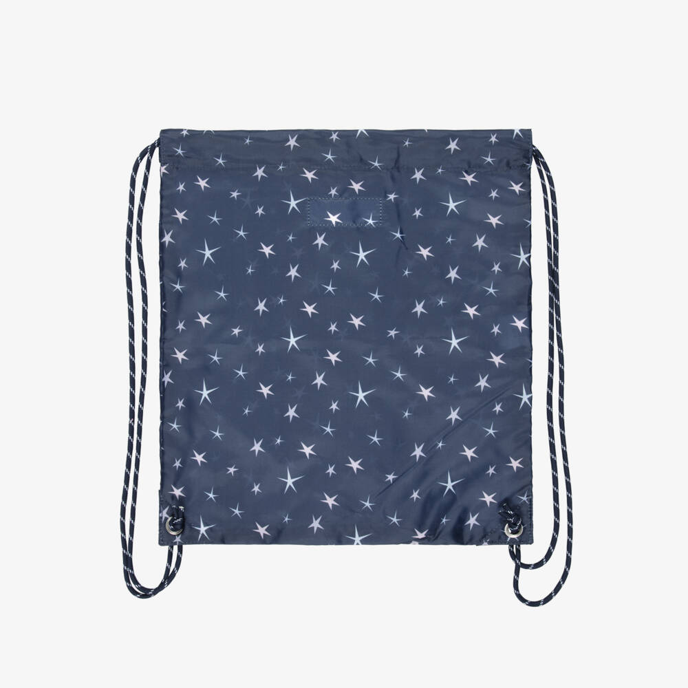 Deux par Deux-Girls Navy Blue Star Print Drawstring Backpack (39cm) | Childrensalon