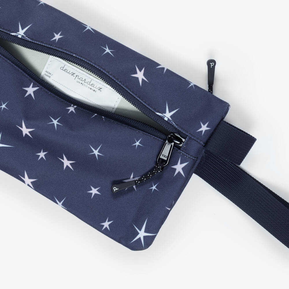 Deux par Deux-Girls Navy Blue Unicorn & Star Print Pencil Case (23cm) | Childrensalon