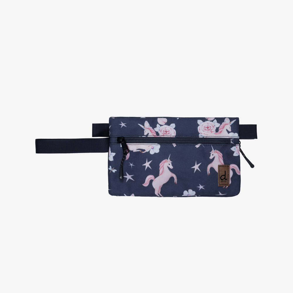 Deux par Deux-Girls Navy Blue Unicorn & Star Print Pencil Case (23cm) | Childrensalon