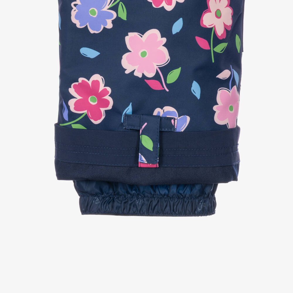 Deux par Deux-Girls Navy & Pink Flower Print Snowsuit with Detachable Hood | Childrensalon