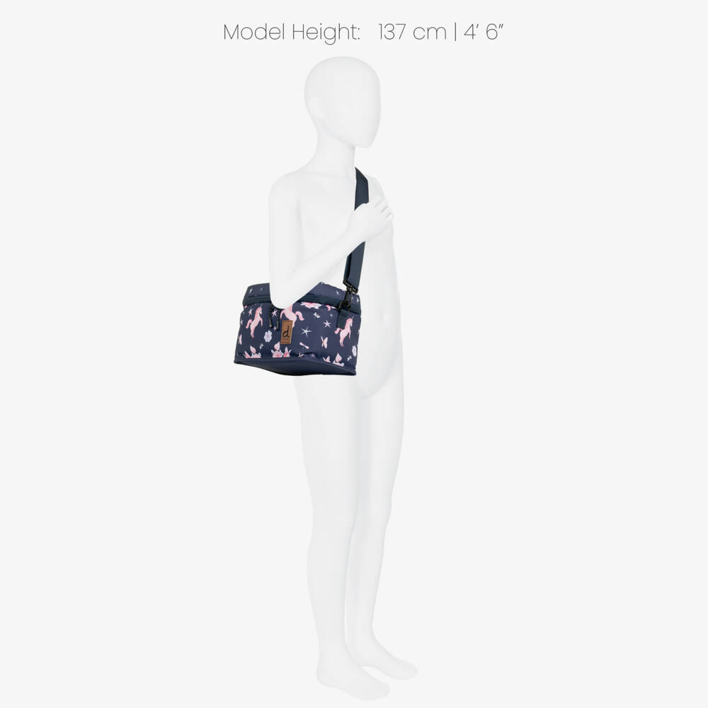 Deux par Deux-Girls Navy Unicorn & Star Print Lunch Bag (25cm) | Childrensalon