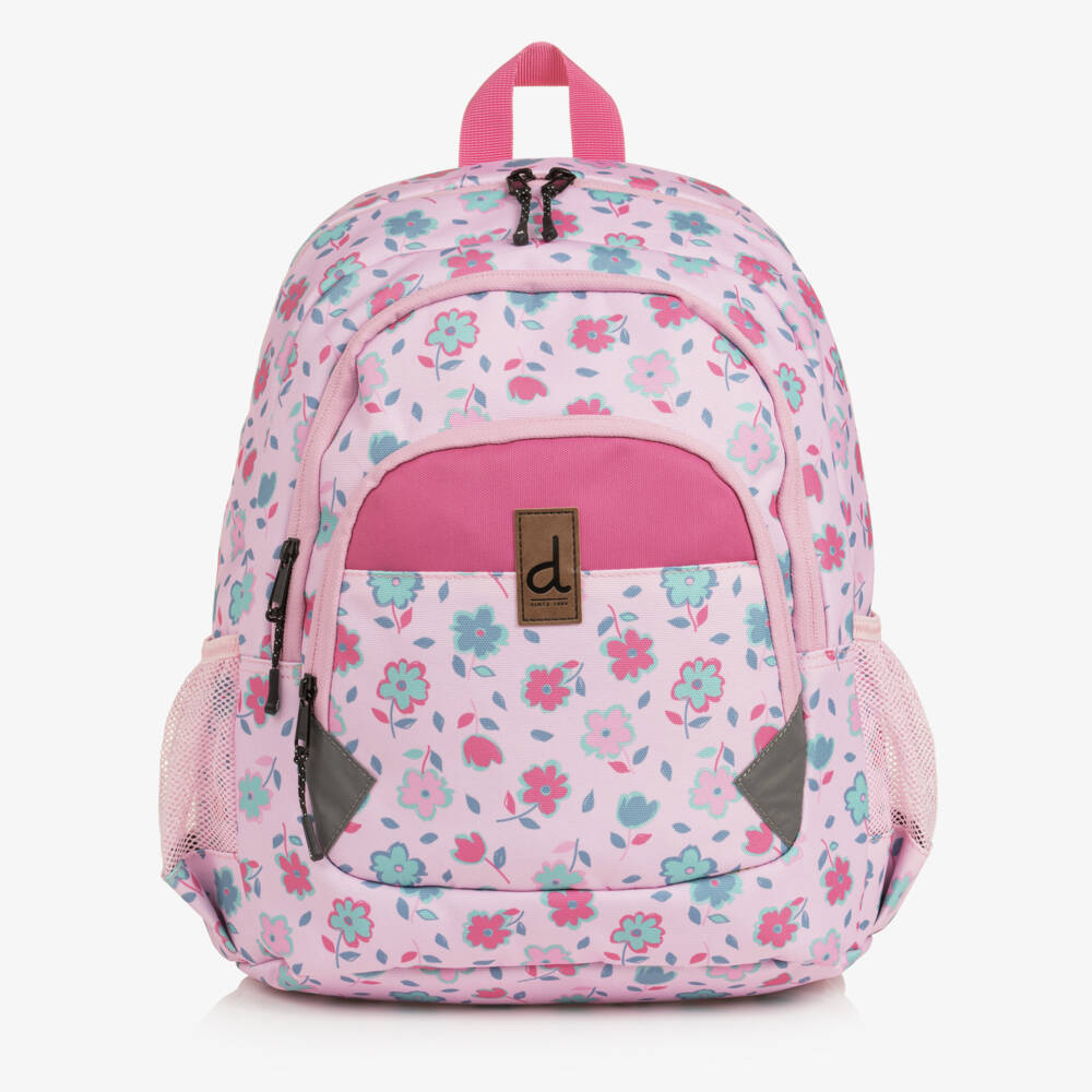 Deux par Deux-Girls Pink Floral Print Small Backpack (38cm) | Childrensalon