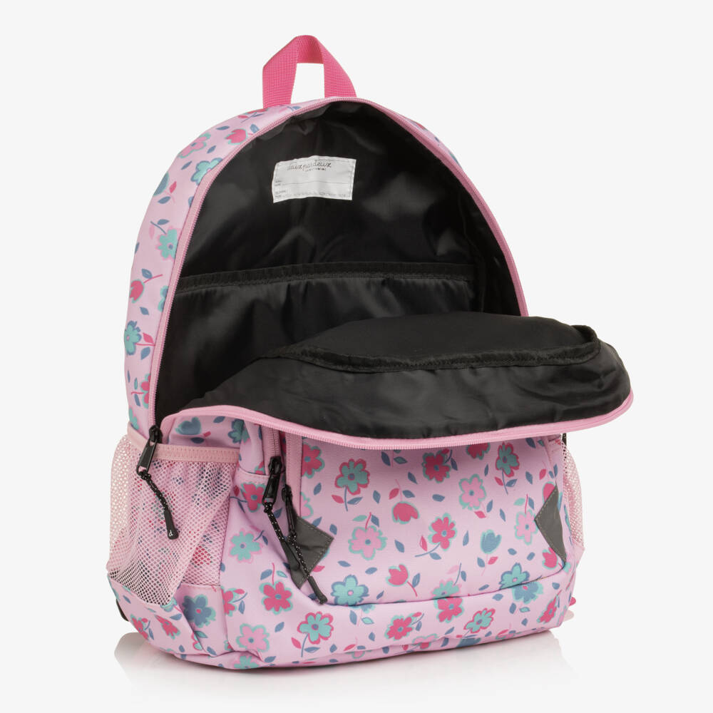 Deux par Deux-Girls Pink Floral Print Small Backpack (38cm) | Childrensalon