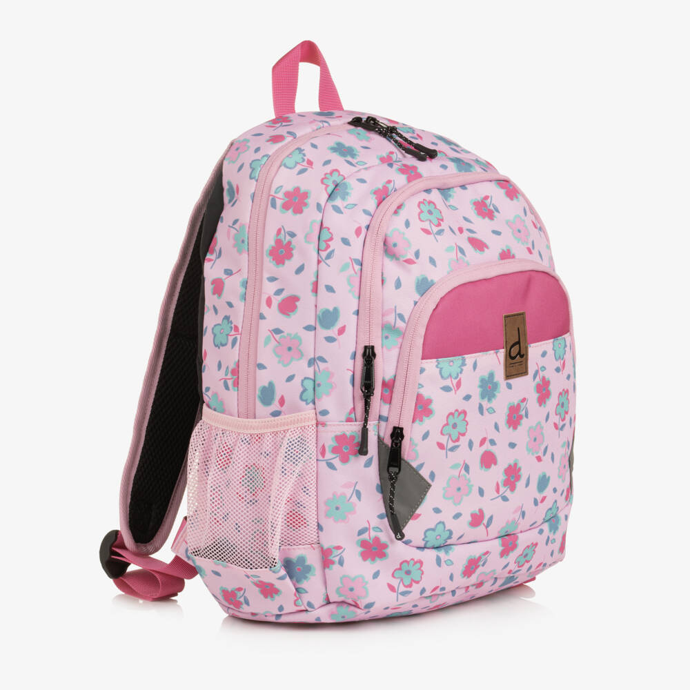 Deux par Deux-Girls Pink Floral Print Small Backpack (38cm) | Childrensalon
