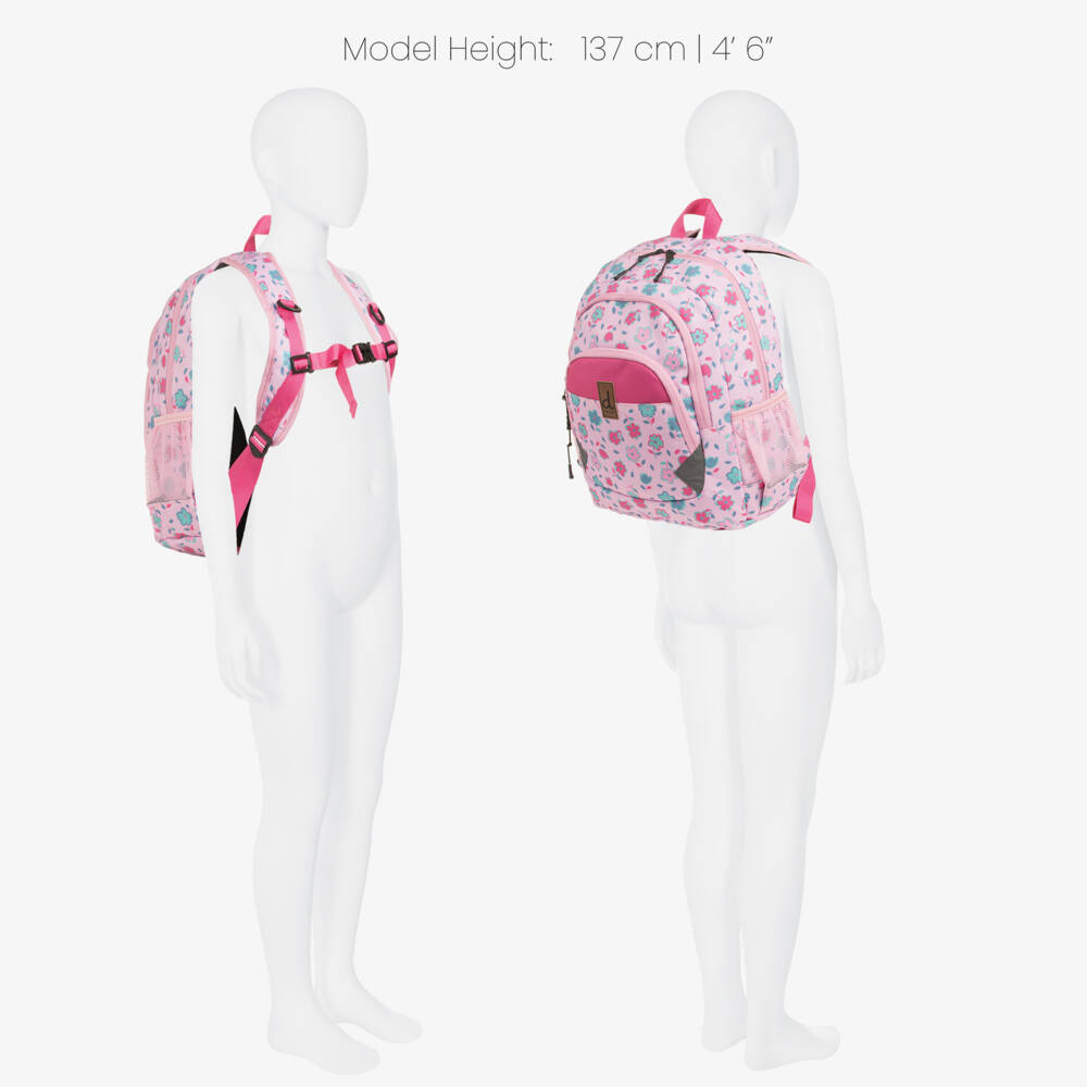 Deux par Deux-Girls Pink Floral Print Small Backpack (38cm) | Childrensalon