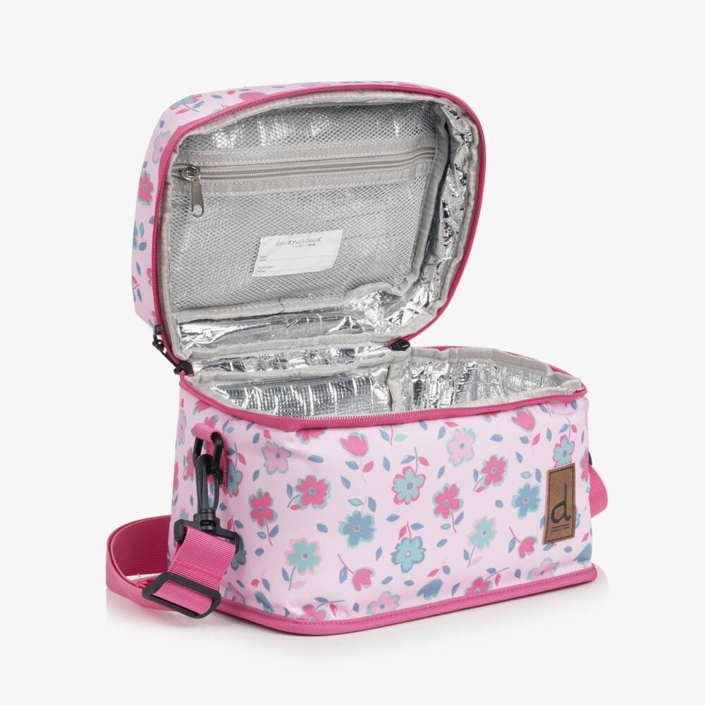 Deux par Deux-Girls Pink Flower Print Lunch Bag (25cm) | Childrensalon