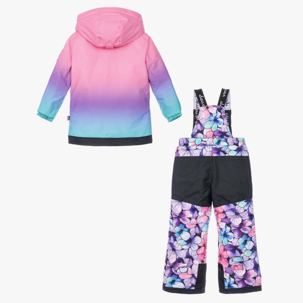 Deux par Deux-Girls Pink & Lilac Floral Print Technical Snowsuit | Childrensalon