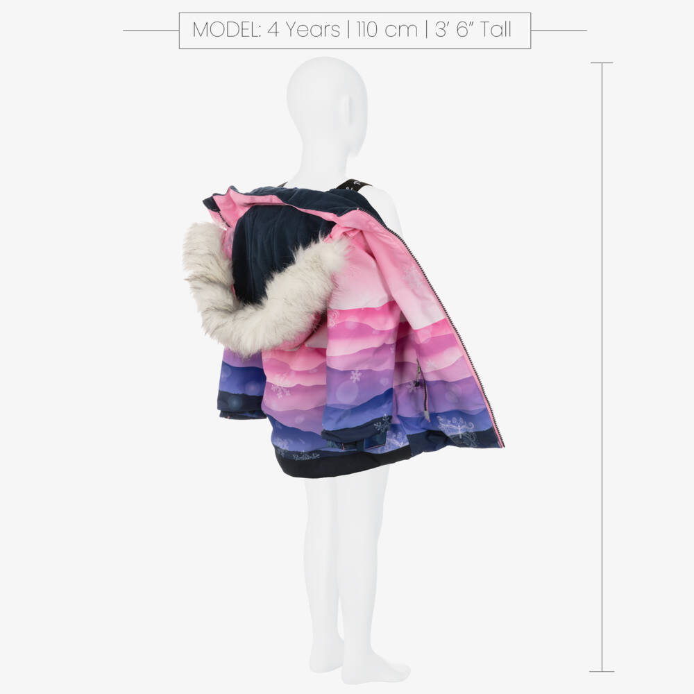Deux par Deux-Girls Pink Mountain Scene & Navy Blue Snowsuit | Childrensalon