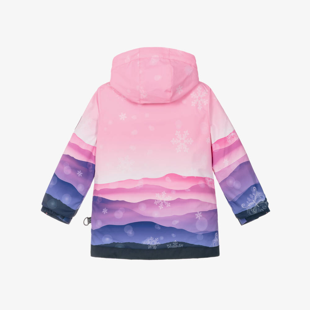 Deux par Deux-Girls Pink Mountain Scene & Navy Blue Snowsuit | Childrensalon