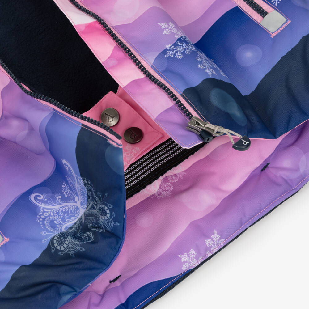 Deux par Deux-Girls Pink Mountain Scene & Navy Blue Snowsuit | Childrensalon