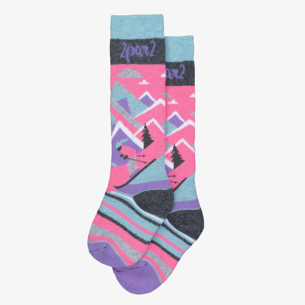 Deux par Deux-Girls Pink Mountain & Ski Thermal Socks | Childrensalon