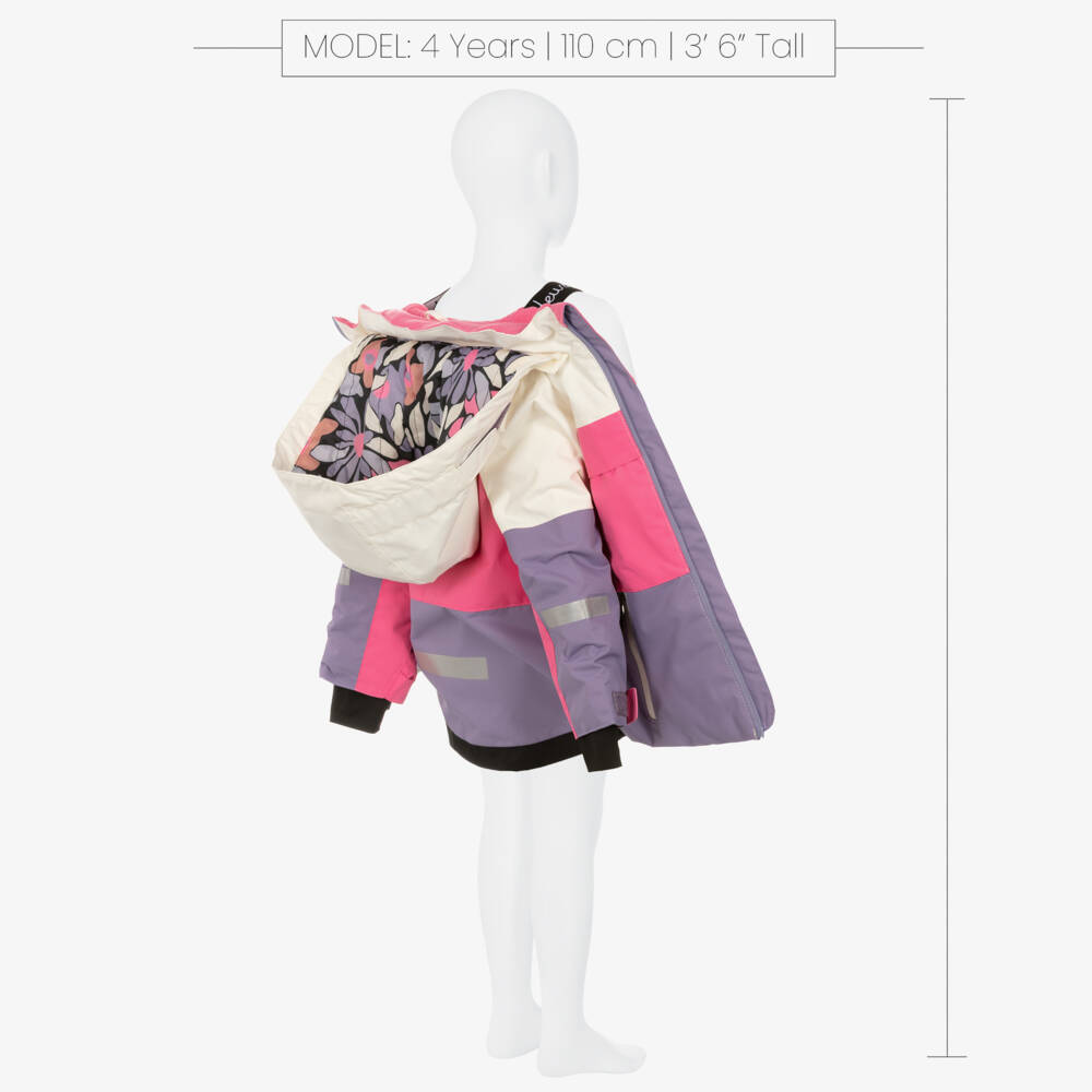 Deux par Deux-Girls Pink & Purple Colour Block & Floral Snowsuit | Childrensalon