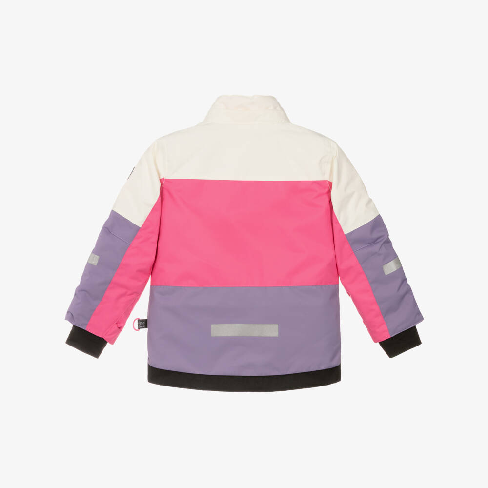 Deux par Deux-Girls Pink & Purple Colour Block & Floral Snowsuit | Childrensalon