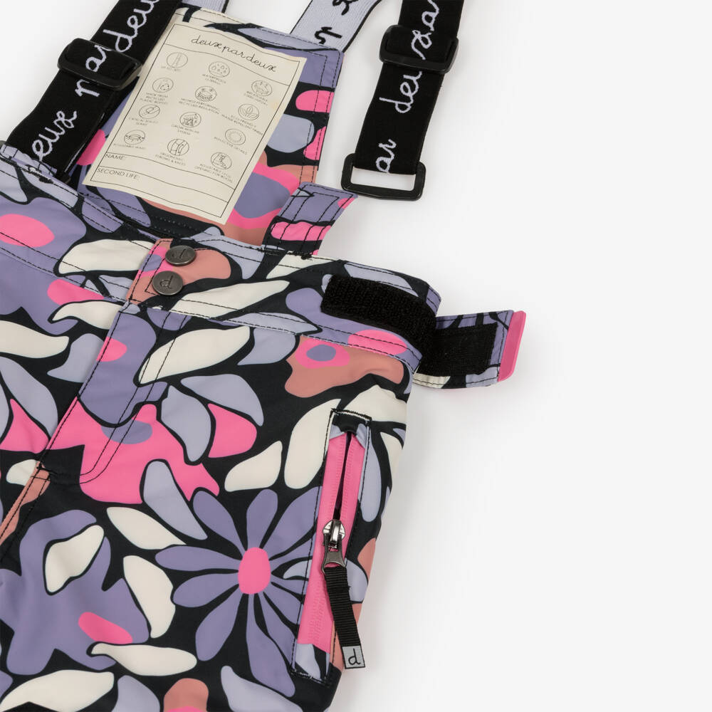 Deux par Deux-Girls Pink & Purple Colour Block & Floral Snowsuit | Childrensalon