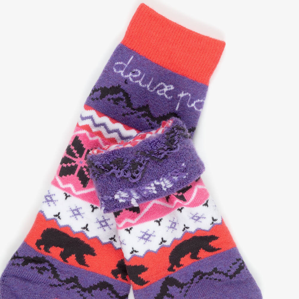 Deux par Deux-Girls Pink & Purple Thermal Ski Socks | Childrensalon