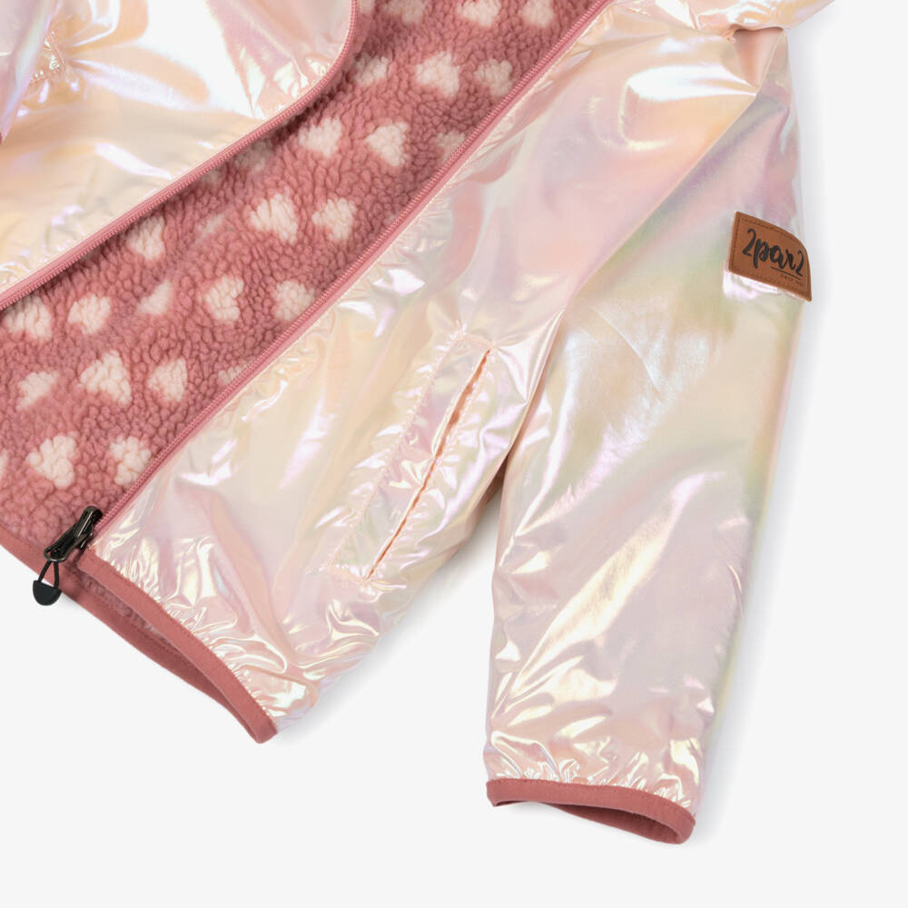 Deux par Deux-Girls Reversible Pink Zip-Up Jacket | Childrensalon