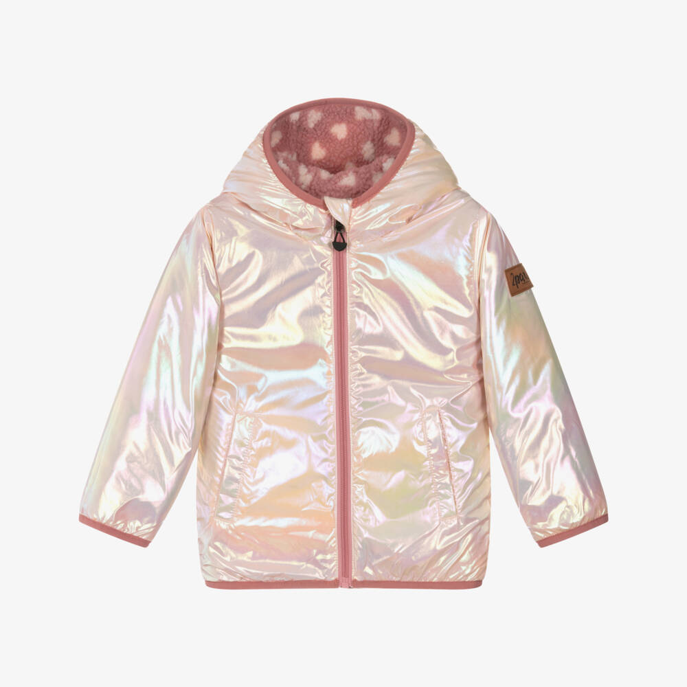 Deux par Deux-Girls Reversible Pink Zip-Up Jacket | Childrensalon