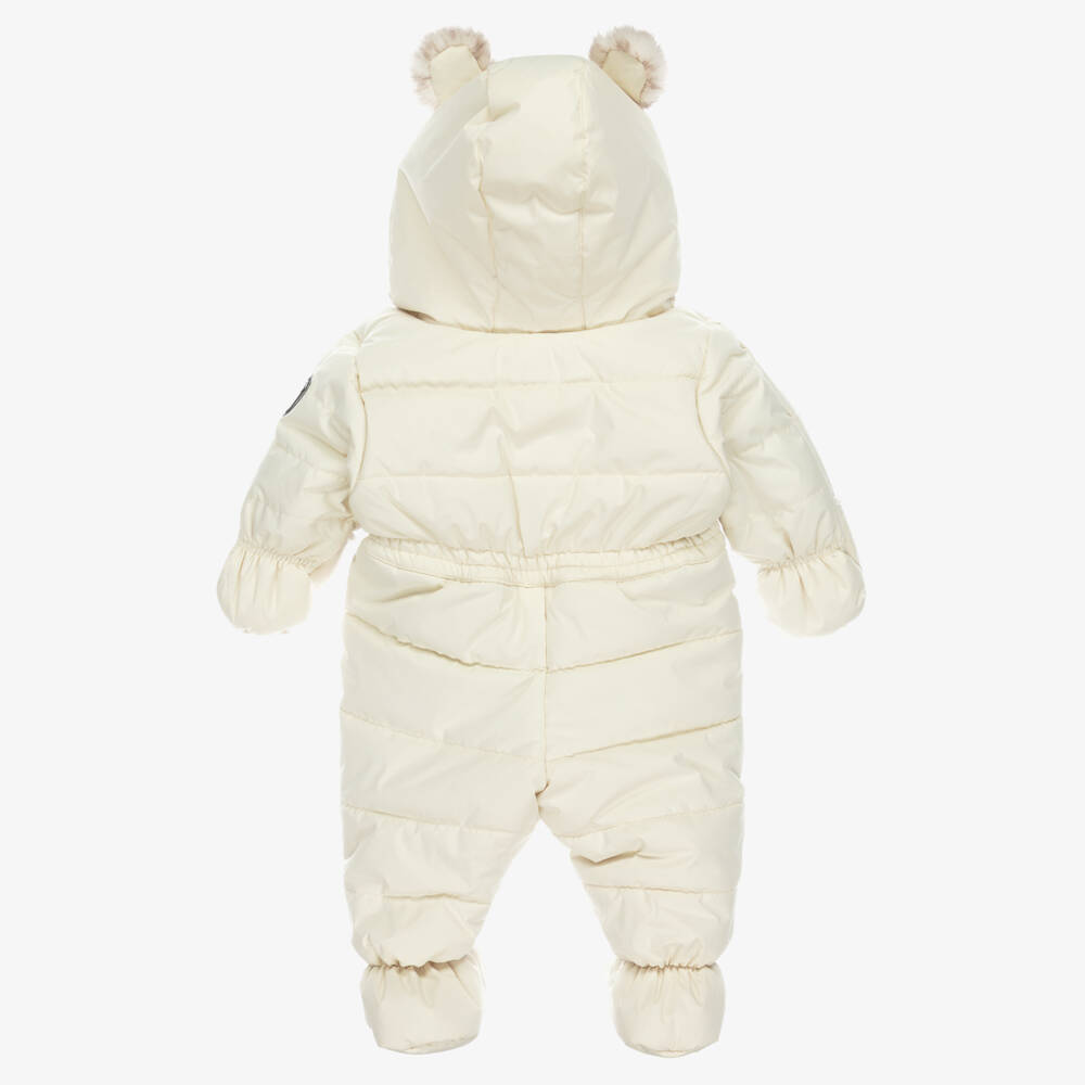 Deux par Deux-Ivory Hooded Snowsuit with Faux Fur Trim | Childrensalon