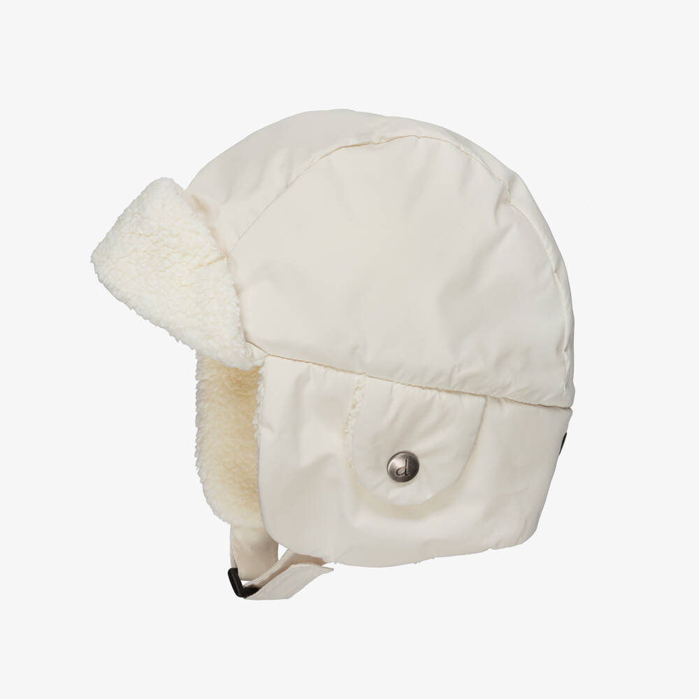 Deux par Deux-Ivory Sherpa Fleece Lined Trapper Hat | Childrensalon