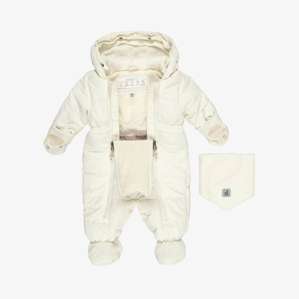 Deux par Deux-Ivory Technical Baby Snowsuit | Childrensalon