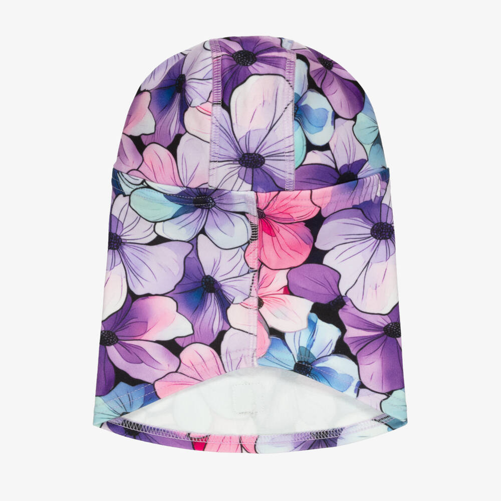 Deux par Deux-Pink & Lilac Brushed Jersey Balaclava with Floral Print | Childrensalon