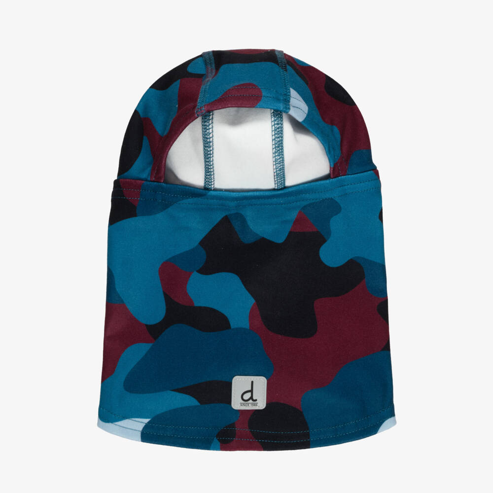 Deux par Deux-Teal Blue Brushed Jersey Balaclava with Camouflage Print | Childrensalon
