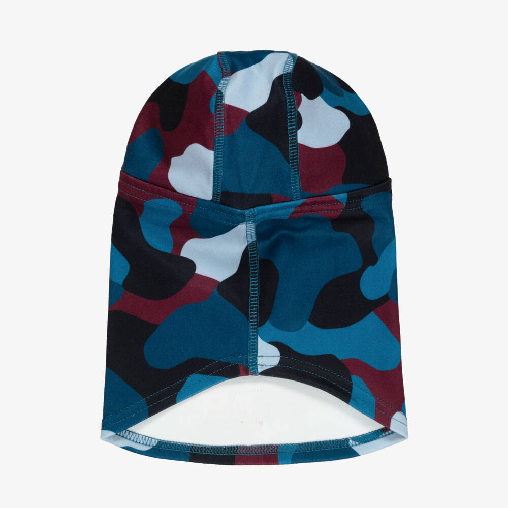 Deux par Deux-Teal Blue Brushed Jersey Balaclava with Camouflage Print | Childrensalon