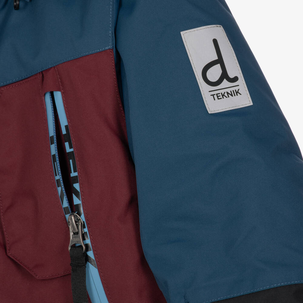 Deux par Deux-Teal Blue & Burgundy Camouflage Technical Snowsuit | Childrensalon