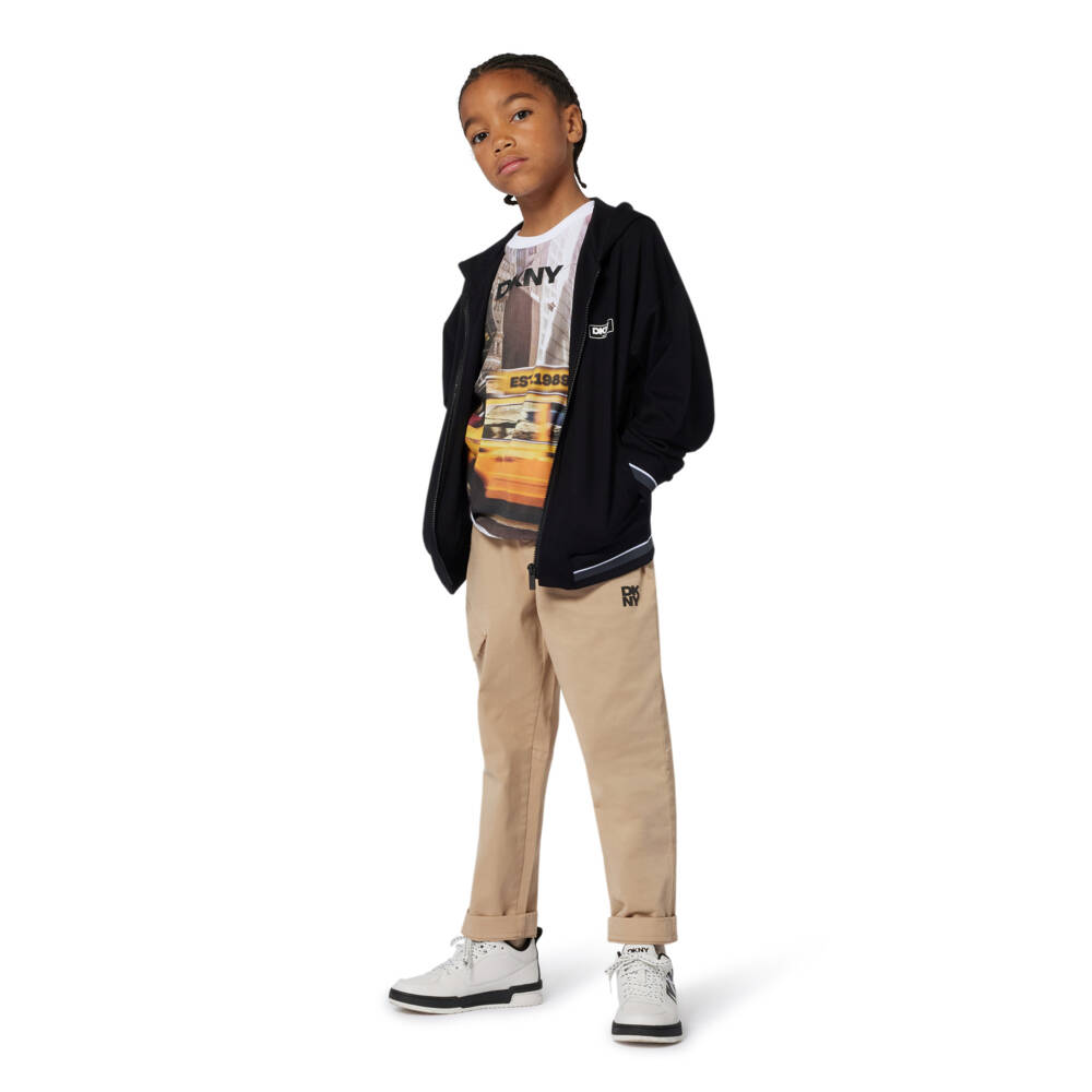 DKNY-بنطلون بجيوب بسحاب قطن لون بيج | Childrensalon