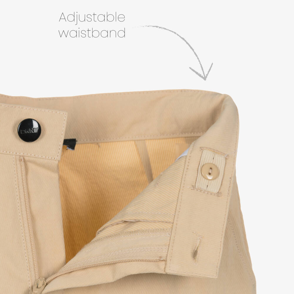 DKNY-Beige Twill Cargo Shorts | Childrensalon