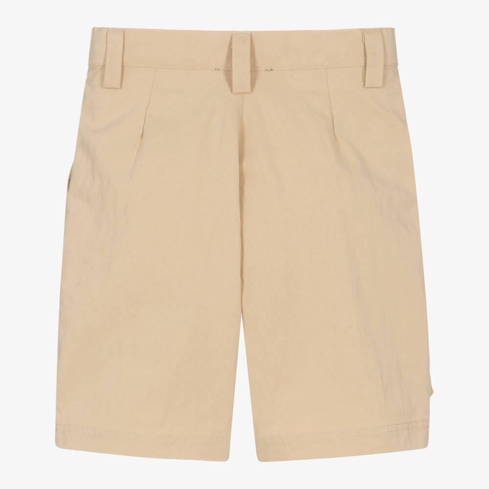 DKNY-Beige Twill Cargo Shorts | Childrensalon