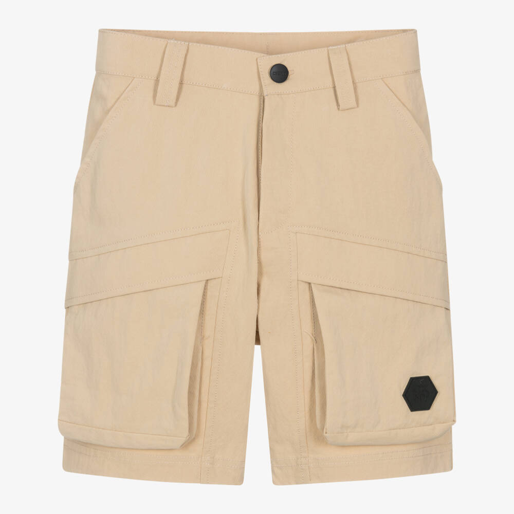 DKNY-Beige Twill Cargo Shorts | Childrensalon