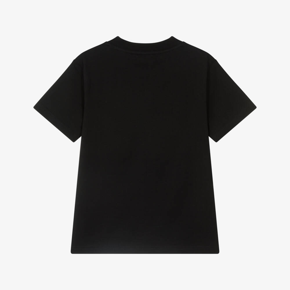DKNY-Black Cotton T-Shirt with NY Graphic Print | Childrensalon