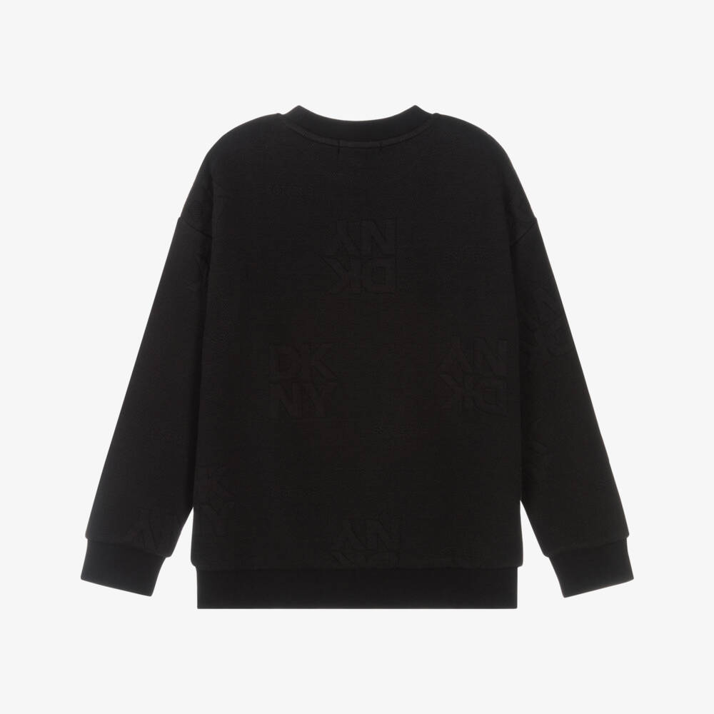 DKNY-Black Sweatshirt with Jacquard Logo Pattern | Childrensalon