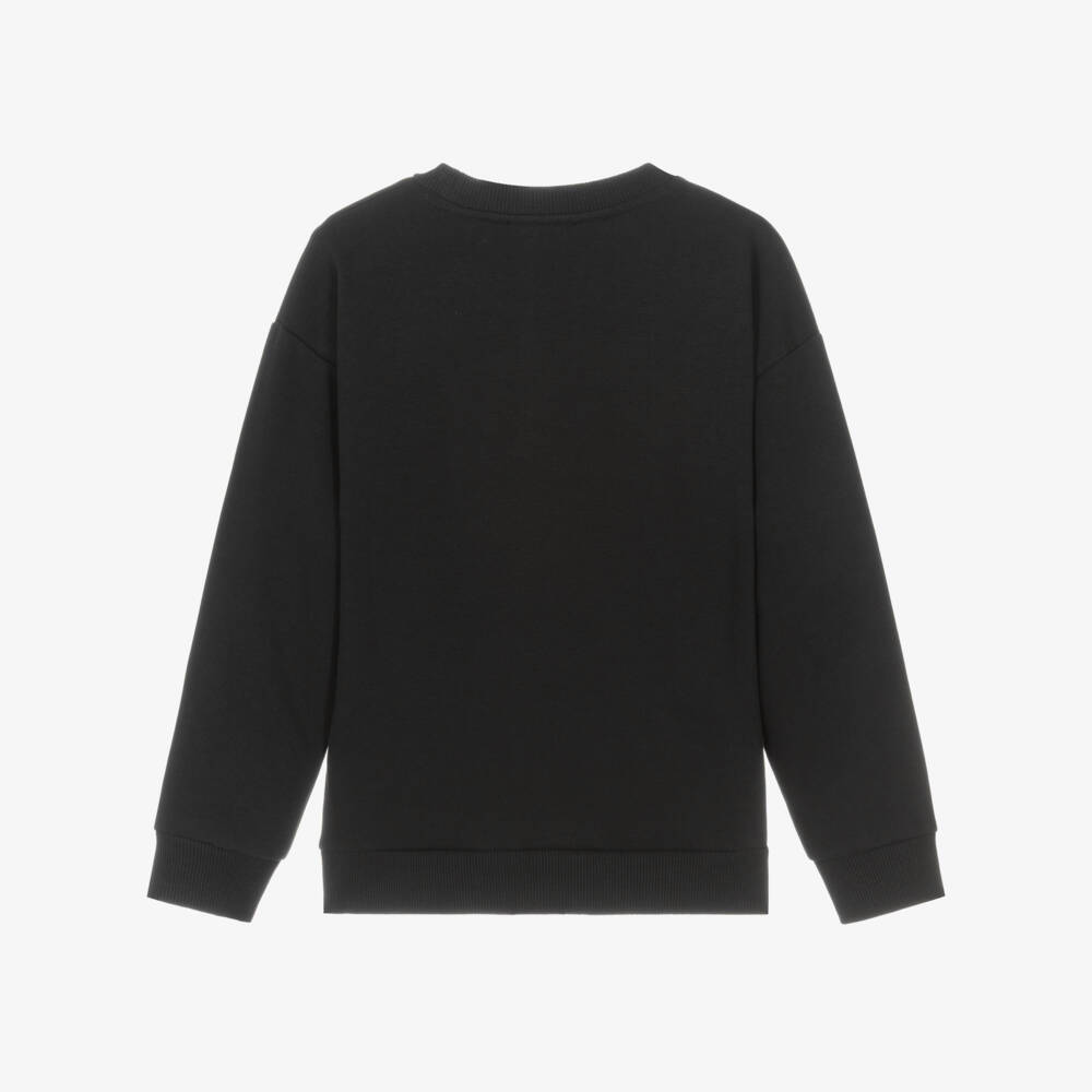 DKNY-Black & Yellow Logo Cotton Sweatshirt | Childrensalon