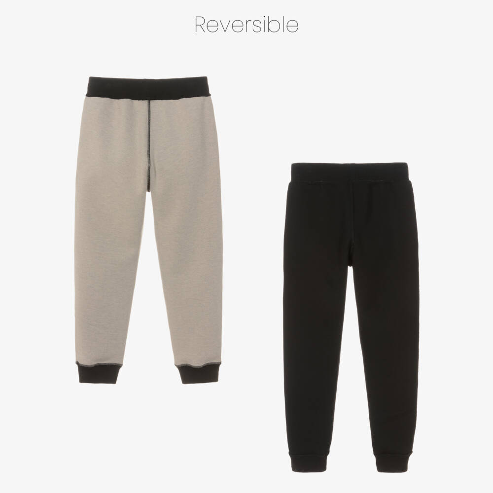 DKNY-Boys Beige & Black Reversible Joggers | Childrensalon