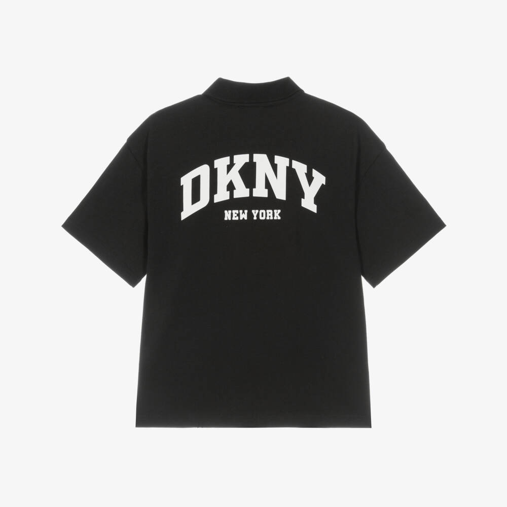 DKNY-Boys Black Quarter-Zip Jersey Polo Shirt | Childrensalon