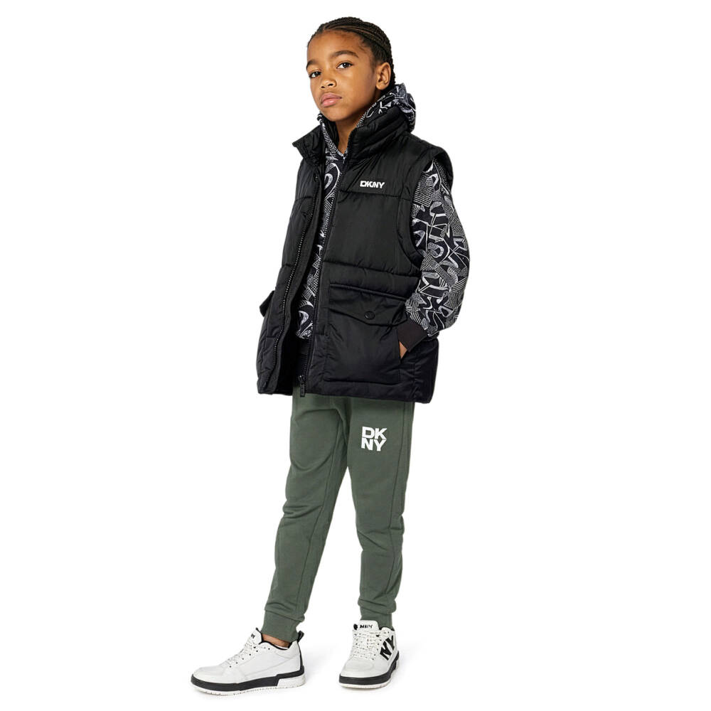 DKNY-بنطلون رياضي قطن لون أخضر كاكي للأولاد | Childrensalon