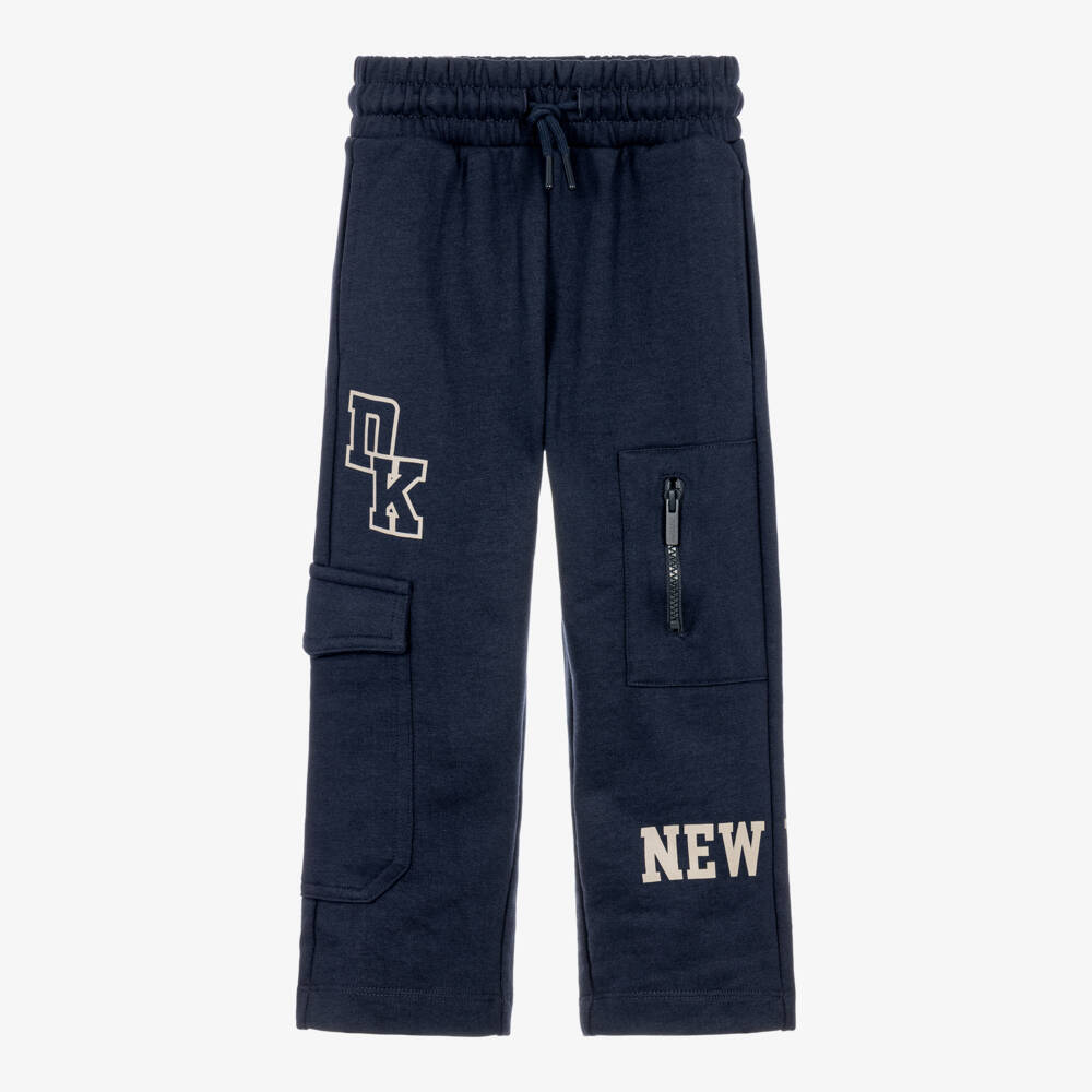 DKNY-Boys Navy Blue Jersey Joggers with Multiple Pockets | Childrensalon