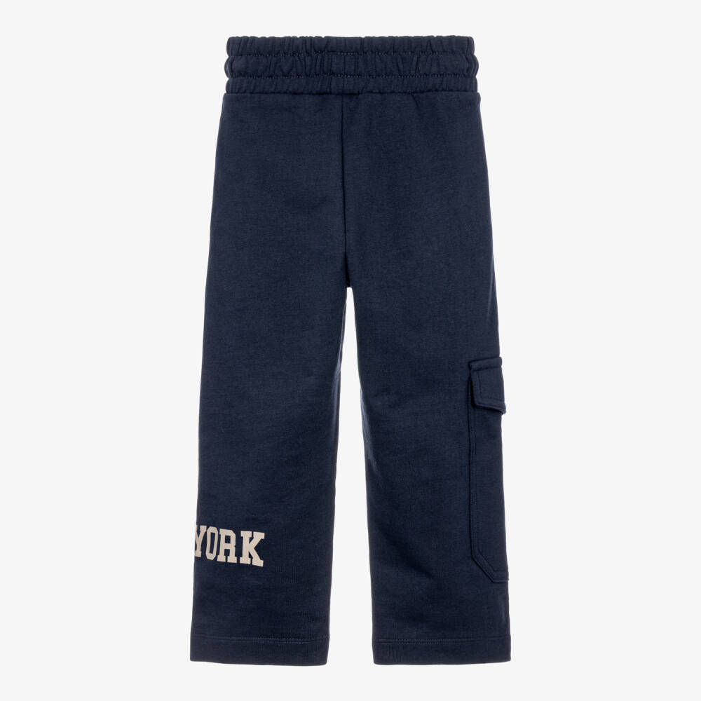DKNY-Boys Navy Blue Jersey Joggers with Multiple Pockets | Childrensalon