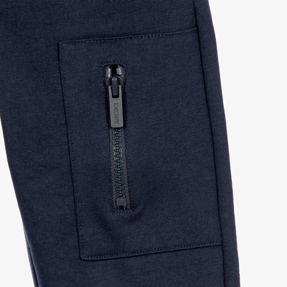 DKNY-Boys Navy Blue Jersey Joggers with Multiple Pockets | Childrensalon