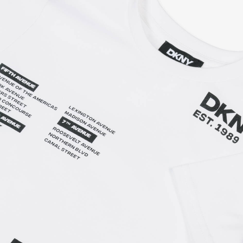 DKNY-Boys White & Beige Cotton Jersey Shorts Set | Childrensalon